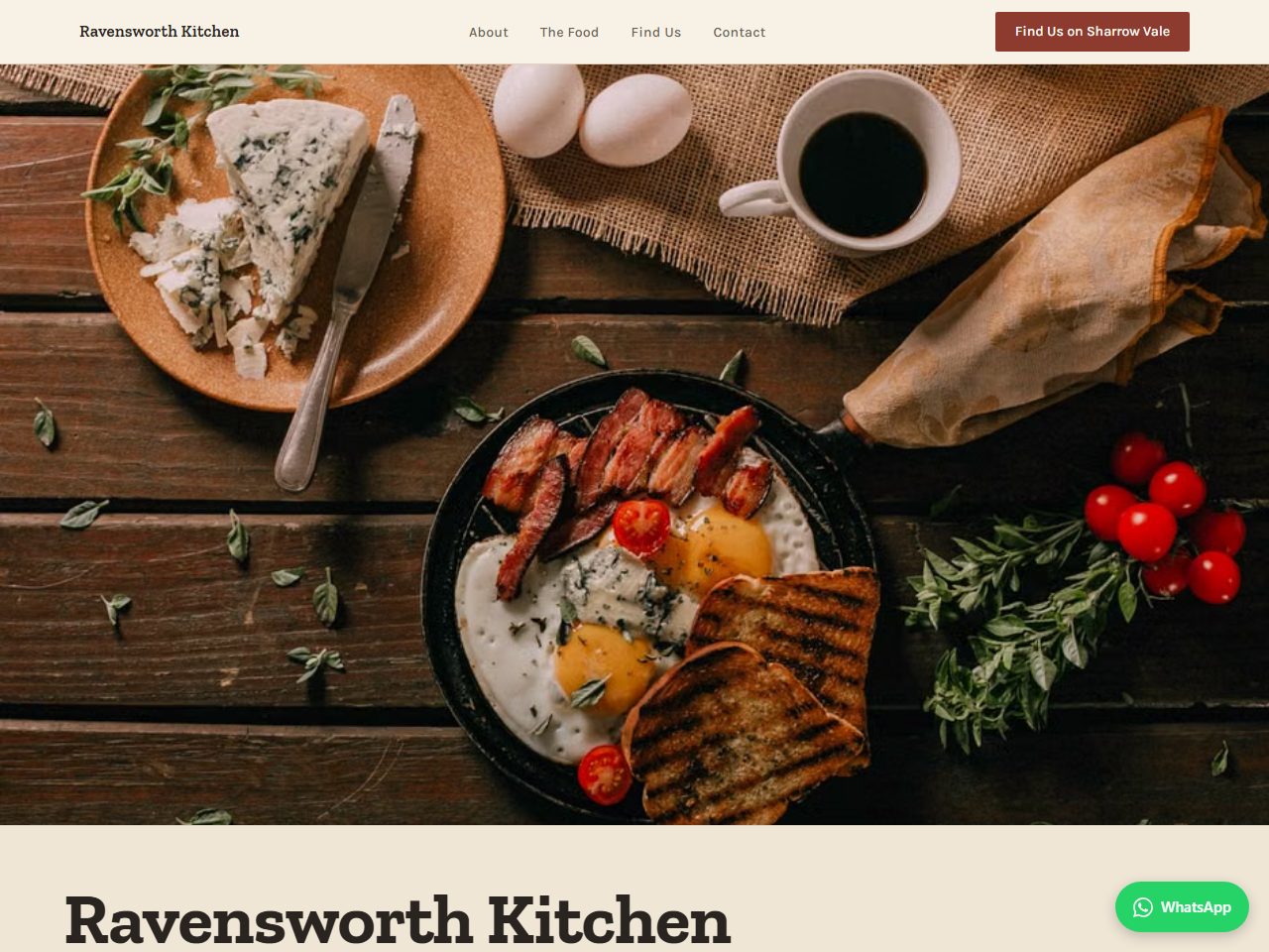 Homepage of the café site we built for Ravensworth Kitchen