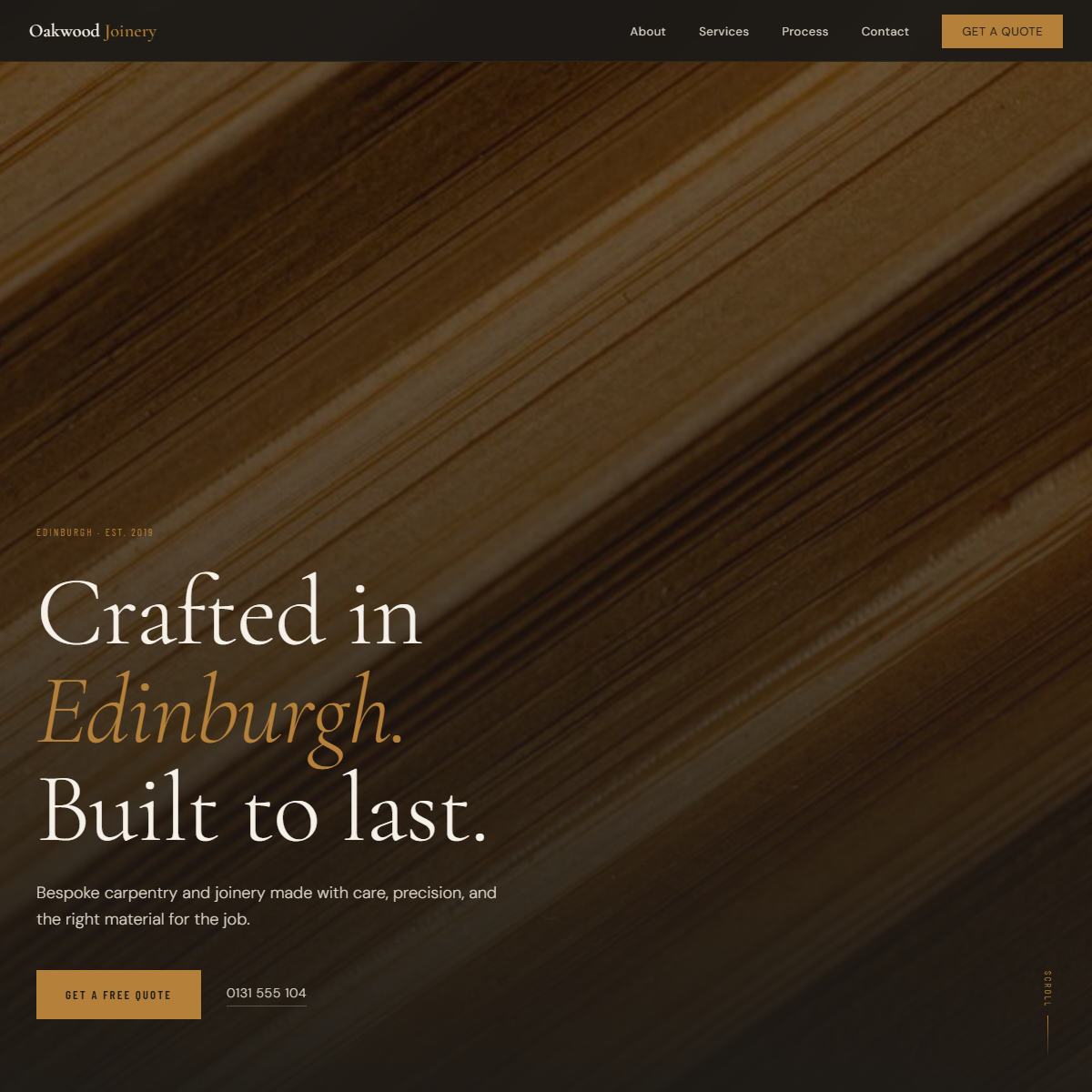 Oakwood Joinery — example joiner site we built