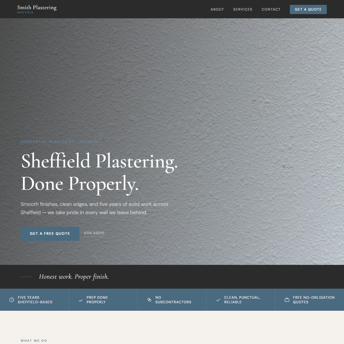 Smith Plastering — example plasterer site we built