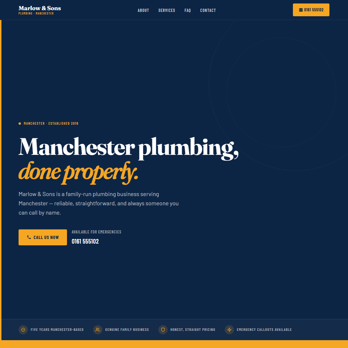 Marlow & Sons Plumbing — example plumber site we built