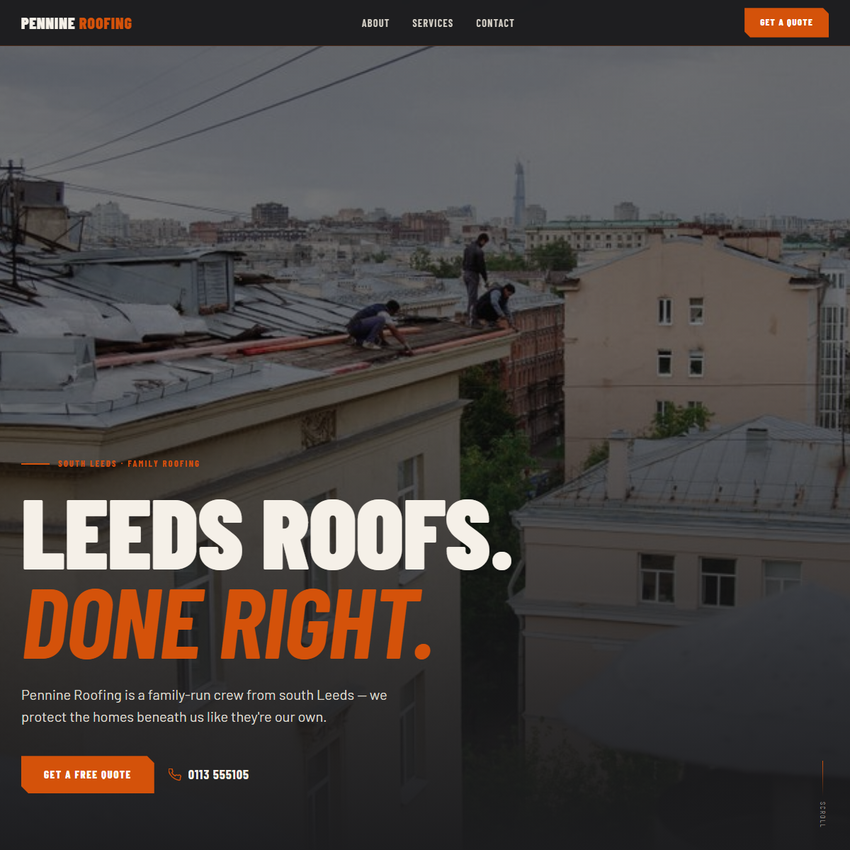 Pennine Roofing — example roofer site we built