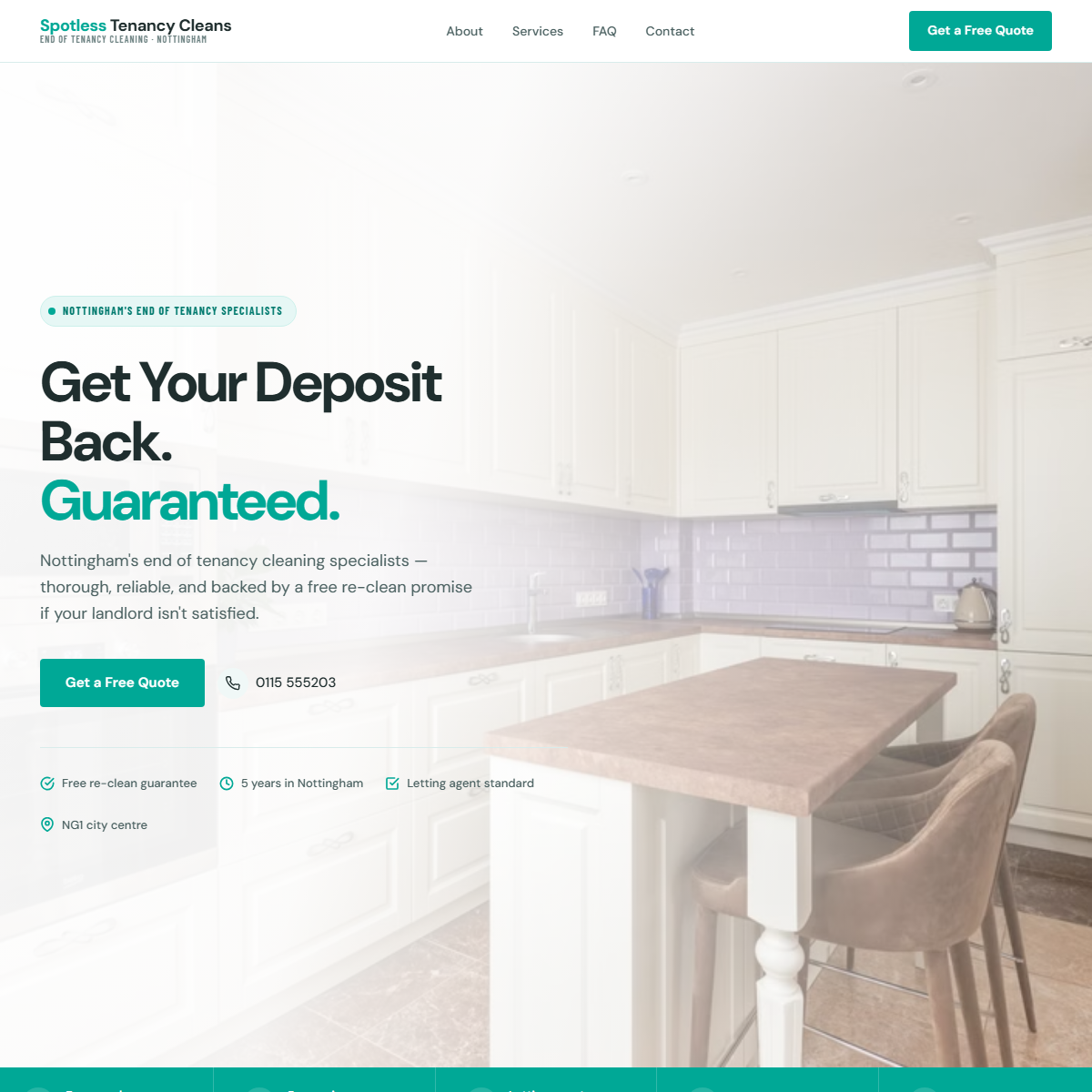 Spotless Tenancy Cleans — example end of tenancy cleaner site we built
