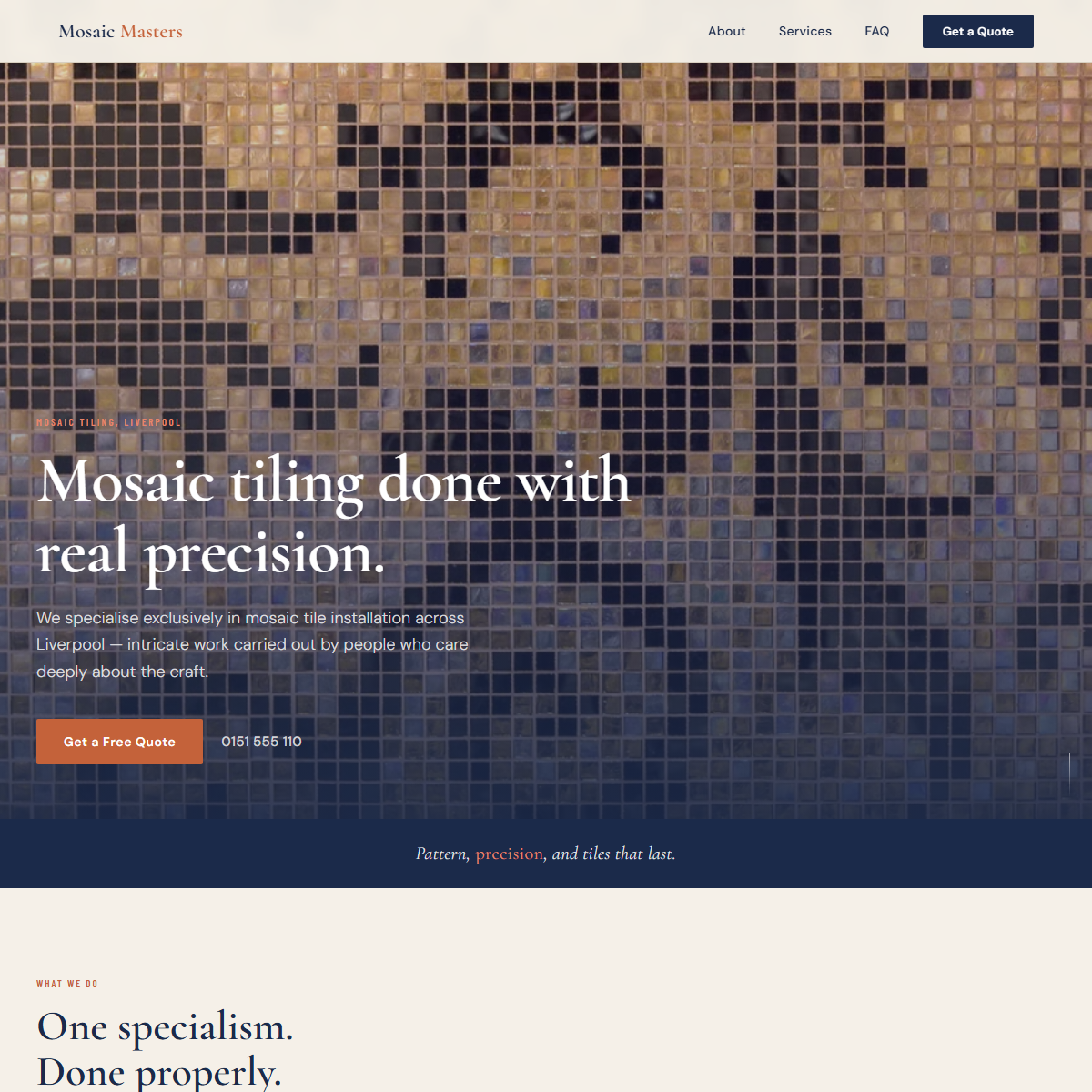 Mosaic Masters — example tiler site we built