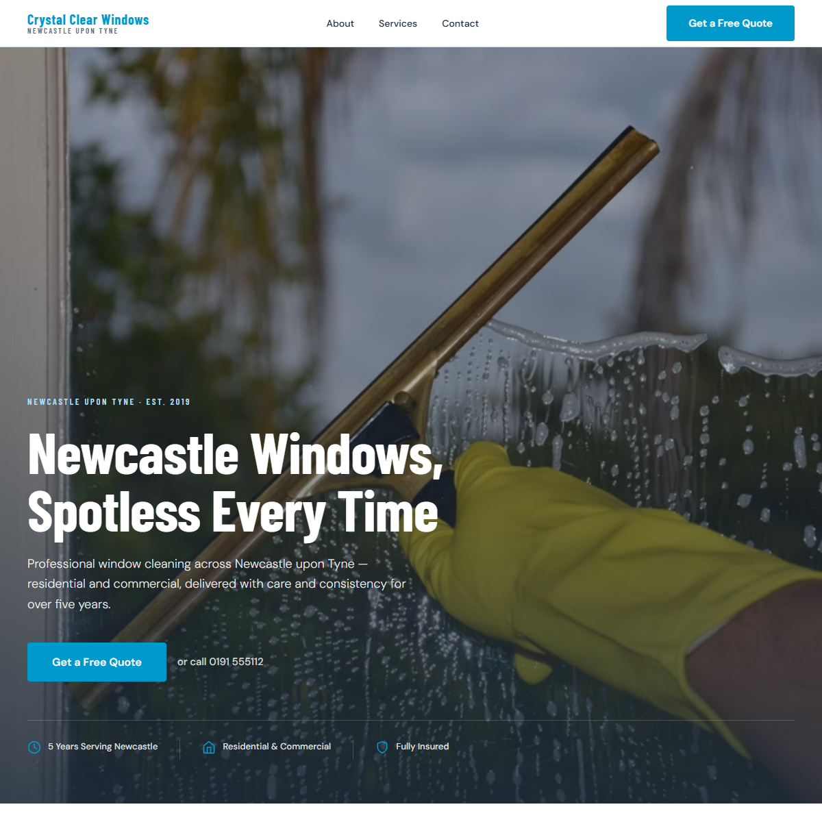 Crystal Clear Windows — example window cleaner site we built